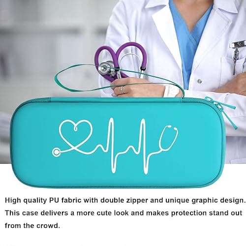 BOVKE Travel Carrying Case Compatible with 3M Littmann Classic III, Lightweight II S.E, MDF Acoustica Deluxe Stethoscopes - Extra Room for Medical Scissors EMT Trauma Shears and LED Penlight, Emerald thumbnail 8