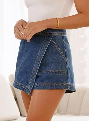Sidefeel Skorts Skirts for Women Denim Mini Skirt Casual Summer High Waisted Jean Shorts Stretchy thumbnail 3
