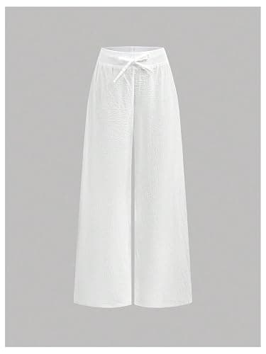 RoseSeek Girl's Wide Leg Casual Linen Pants Elastic High Waisted Long Loose Trousers thumbnail 5