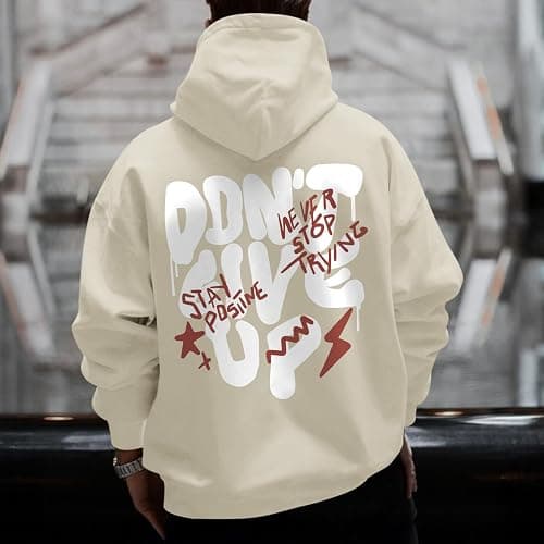 Wedsadl Graphic Streetwear Hoodies For Men Vintage Hoodie Inspirational Sweatshirts Positive Letter Print Cotton Pullover thumbnail 3