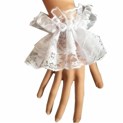 AUOCATTAIL Lolita Lace Gloves White Hand Sleeve Lace Elastic Bracelet for Halloween, Wedding, Tea Party, Masquerade, Nightclub thumbnail 2