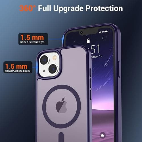 SUPFINE Magnetic for iPhone 15 Plus Case & iPhone 14 Plus Case(Compatible with MagSafe)(Military Grade Drop Protection) Translucent Shockproof Phone Cover,Dark Purple thumbnail 4
