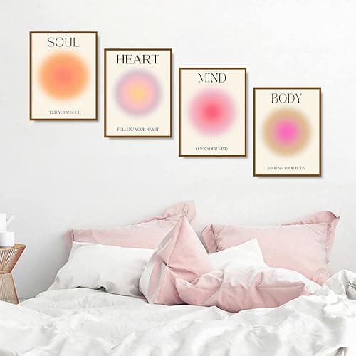 NCYEL 4 colorful abstract halo posters angel number positive energy inspirational language inspirational wall art bedroom girls room pink decoration living room bedroom apartment hotel dormitory 8x10 - yellow angel halo - unframed 8x10 inch thumbnail 7
