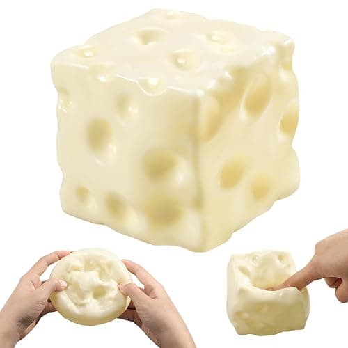 Coconut Oil Squishy Cheese Squishy - Non-Rebound Moldable Stress Ball | 2.9Inch Cheese-shaped sensory fidget toy, soft jelly bubblegum texture, no-rebound, holds shape,gift for adults kids - Image 1