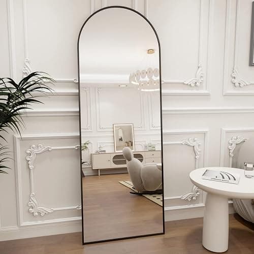 Koonmi Arched Full Length Mirror, 64"x21" Black Standing Hanging or Leaning Full Body Mirror with Aluminum Alloy Frame for Living Room and Bedroom - Image 1
