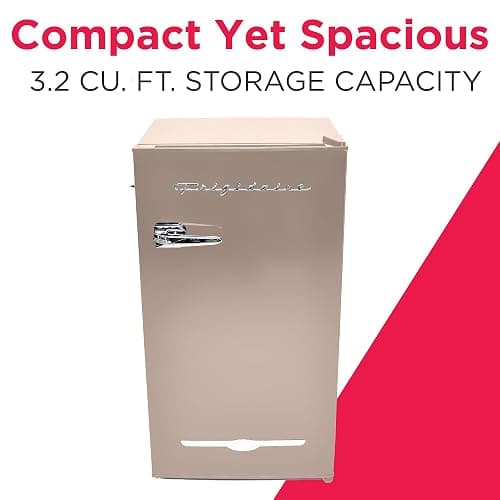 Frigidaire Retro Compact Fridge with Chiller, 3.2 cu ft Countertop Fridge with Built-In Bottle Opener, Compact Refrigerator for Office, Bedroom, Dorm Room or Cabin - 16.5" D x 19" W x 31" H (Coral) thumbnail 3