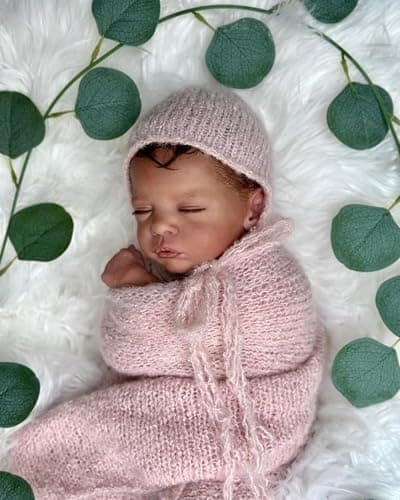 Anano Black Reborn Baby Dolls Girl, 19 in Realistic Baby Doll, Silicone Babys Doll, Black Silicone Reborn Dolls, African American Newborn Babies Brown Skin with Accessories thumbnail 9