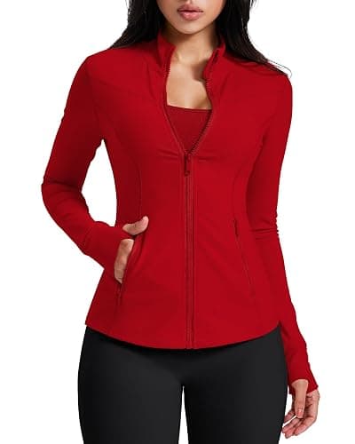 AVGO Womens Running Jackets Lightweight Slim Fit Workout Jacket Zip Up Athletic Track Gym Tops with Pockets & Thumb holes - Image 1