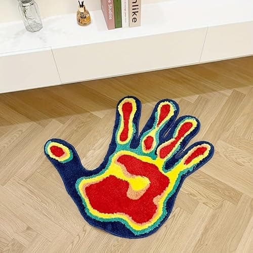 LAKEA Handmade Palm Rug Shape Tufted Carpet Plush Fluffy Soft Multiple Color Home Decor Living Room Bedroom Room Aesthetic (31.5X31.5 Inch) thumbnail 6