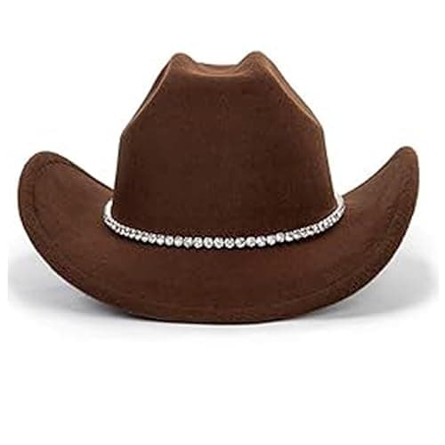 IZUS Women Sparkly-Rhinestone Western-Cowgirl-Hat Glitter-Bling Cowboy-Hat Felt-Rodeo-Hat for Disco-Party Medium/Large thumbnail 11