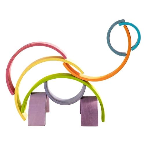MERRYHEART Wooden Rainbow Stacking Toy, 12 Piece Multicolor Wooden Arch Stacker, Extra Large Pastel Bow Shaped Stacking Toy, Nesting Puzzle Building Blocks Educational Toys for Kids Toddlers thumbnail 4