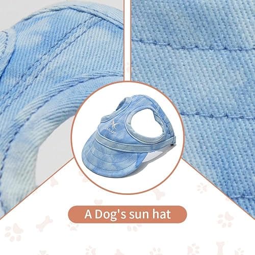 Auiepet Outdoor Sun Protection Hood for Dogs - Canvas Hat With Ear Holes and Adjustable Neck Strap (Black, Medium) thumbnail 4