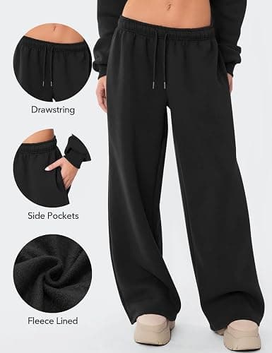 Ugerlov Wide Leg Sweatpants Women 2026 Trendy Fleece Lined Baggy Sweat Pants Athletic Lounge Sweatpant with Pockets thumbnail 6