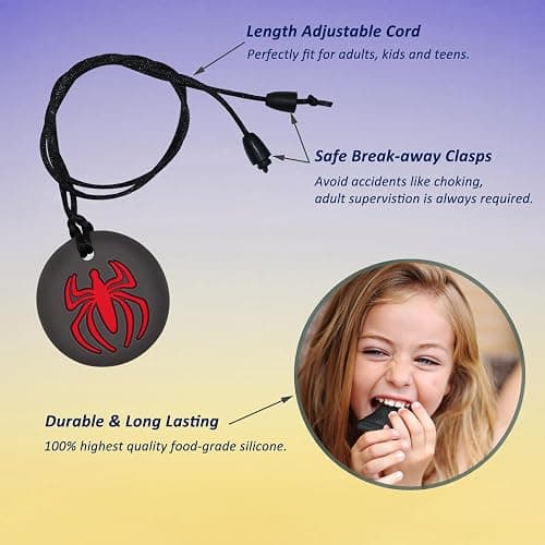 Chew Necklaces for Sensory Kids Boys, 6 Pack Chewy Necklace Sensory Toys for Kids with Autism, ADHD, SPD, Silicone Adult Chew Toys Teething Necklace Reduce Chewing Biting Fidgeting thumbnail 4