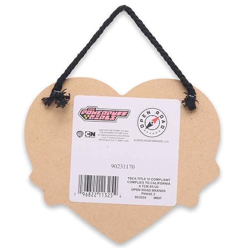 Open Road Brands The Powerpuff Girls Heart Hanging Wood Wall Decor - Fun Powerpuff Girls Sign for Kids' Bedroom or Movie Room thumbnail 5