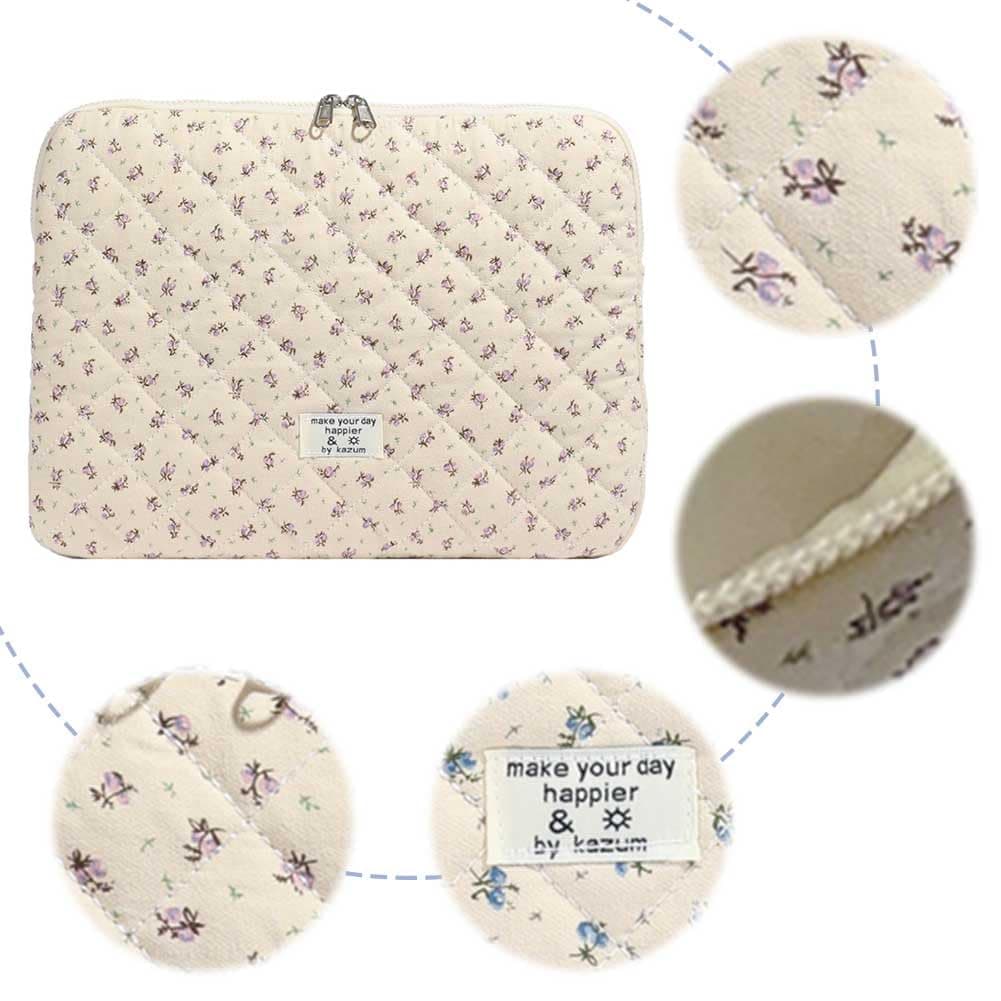 Puffy Laptop Sleeve Cute Computer Bag Case, 13 Inch Flower Quilted Laptop Carrying Cases, Floral Pattern Protective Cover Acc thumbnail 8