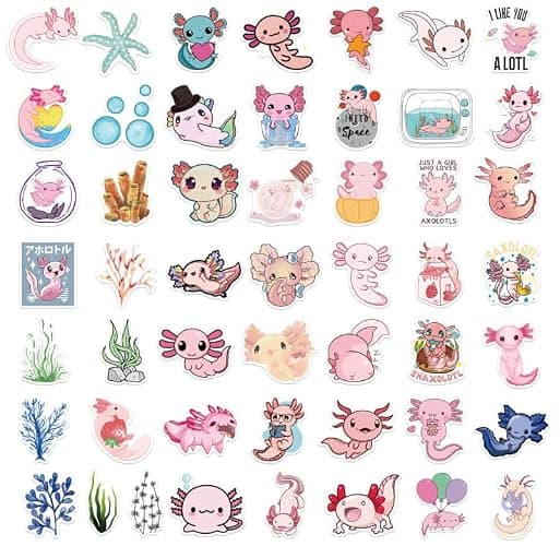 Axolotl Stickers |50PCS| Cute Reptiles Stickers, Waterproof Stickers Pack Decals for Laptop Water Bottles Bike Skateboard Luggage Scrapbook Computer, DIY Decoration as Gifts for Teens Adult thumbnail 7