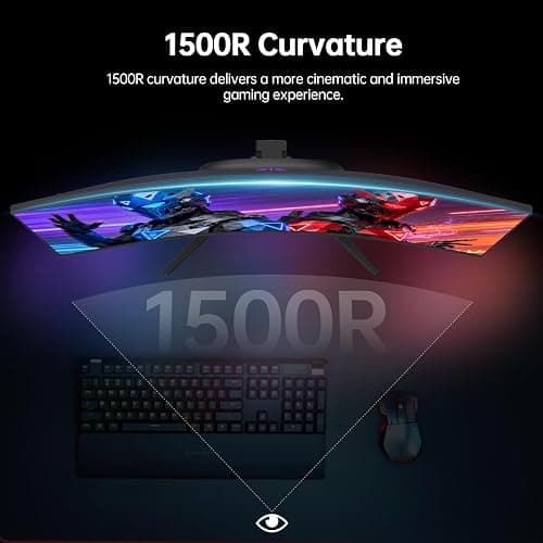 KTC 32 Inch Curved Gaming Monitor, 2K 180Hz Computer Monitor, Up to 185Hz, QHD 1500R PC Monitor 1ms with Adaptive Sync, DisplayPort/HDMI/USB, VESA Wall Mount, Tilt Adjustable, H32S5 thumbnail 6