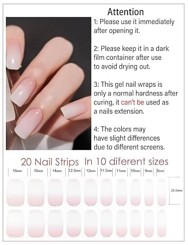 Wahrshei Vernis Autocollant UV | Rose Dégradé Autocollant Ongle Gel UV | 20pcs Film pour Ongles Autoadhésif | Gel Nail Stickers, Autocollants et Pochoirs Pour Nail Art thumbnail 2