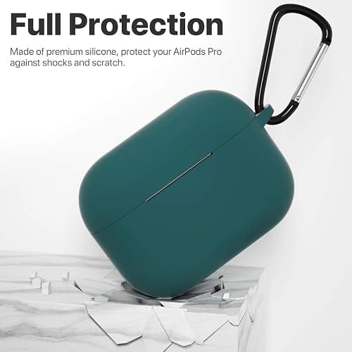 ATUAT for AirPods Pro 1st/2nd Generation Case Cover, Protective Silicone Skin Accessories with Keychain for Women Men for Apple AirPods Pro 2019/2022 Charging Case,Front LED Visible-Midnight Green thumbnail 7