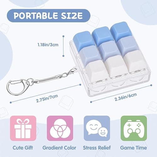 Netholid 9-in-1 Clicky Keyboard Fidget Toy for Adults Gradient Color | Keyboard Clicker Keychain for Office Work Stress Relief, ASMR Sensory Toy for Anxiety Autism thumbnail 3