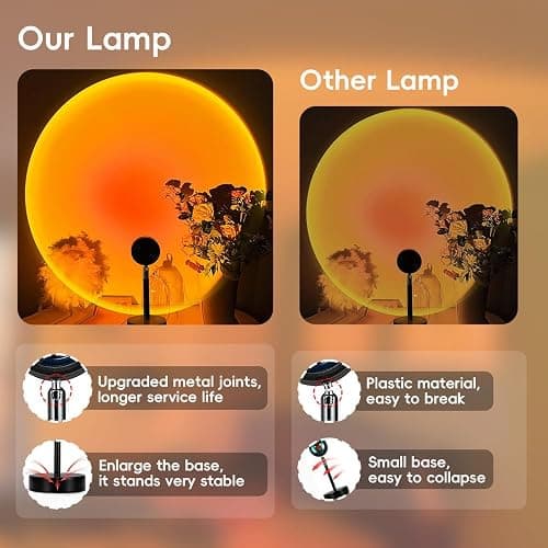 Jensense Sunset Projector Lamp Orange Sunset Glow Night Light for Bedroom Wall Ceiling Decor Romantic Ambiance Home Decoration Mood Lighting Relaxation Yoga thumbnail 6