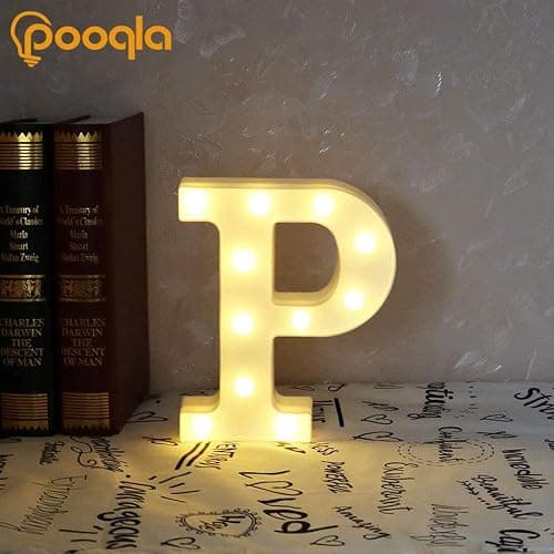 Pooqla LED Marquee Letter Lights Sign, Light Up Alphabet Letter for Home Party Wedding Decoration P thumbnail 4