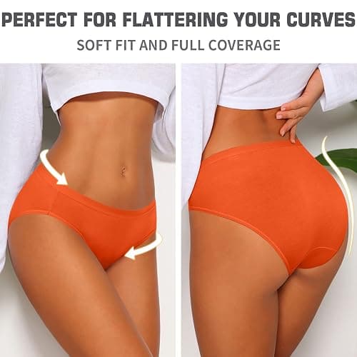 Eiggam Women's Cotton Bikini Panties,High-Cut Full Coverage Stretch Cool Underwear for Women thumbnail 3