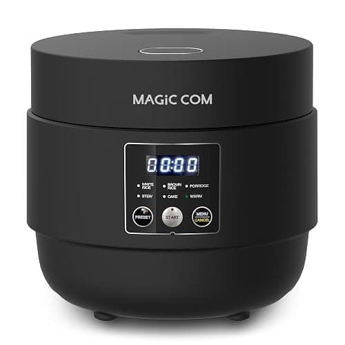 MAGiC COM Rice Cooker 4 Cup(Uncooked) 8 Cup(Cooked), Small Rice Cooker with Steamer, One Touch Healthy Cooking & Warmer, Slow Cooker with Nonstick Inner Pot, 24 Hour Delay Timer, Grain Cooker/Black - Image 1