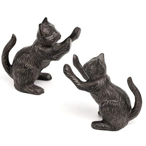Ambipolar Cat Decorative Bookends, Unique Book Ends to Hold Books Heavy Duty for Office Desk, Vintage Antique Black Home Decor, Shelf Decoration, Modern Living Room Decor thumbnail 4