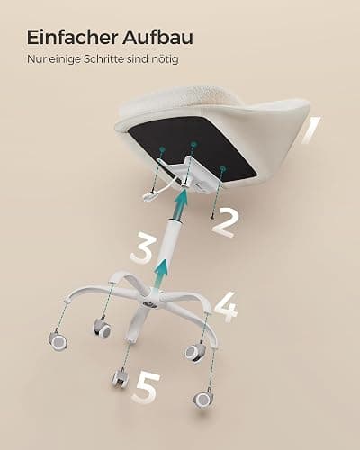 SONGMICS Homeoffice Stuhl, Schminkstuhl aus Sherpa, Schreibtischstuhl, Schaumstoffpolsterung, höhenverstellbar, für Arbeitszimmer, Schlafzimmer, cappuccinobeige-wolkenweiß OBG020W01 thumbnail 8