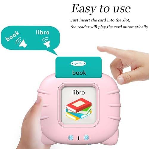 Startcan Spanish & English Talking Flash Cards for Toddlers 1 2 3 4 5 6, Audible Toys for Kids to Learn Spanish - 258 Cards and 516 Words(Pink) thumbnail 2