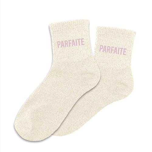 STC - Paire DE Chaussettes Paillettes Parfaite Femme, Beige à paillettes, 36-42 - Image 1