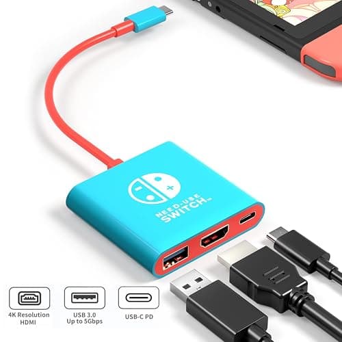 Switch Dock for Nintendo Switch Docking Station Portable Switch TV Adapter Support 4K/60HZ Switch TV Dock Mode Compatible Steam Deck Nintendo Switch OLED Switch Travel Dock with HDMI2.0 USB3.0 Port thumbnail 2
