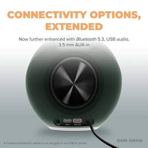 Creative Pebble Pro Minimalist 2.0 USB-C Computer Speakers with Bluetooth 5.3 and Customizable RGB Lighting, Clear Dialog and BassFlex Tech, USB Audio, Headset Port, for PC and Mac (White) thumbnail 5