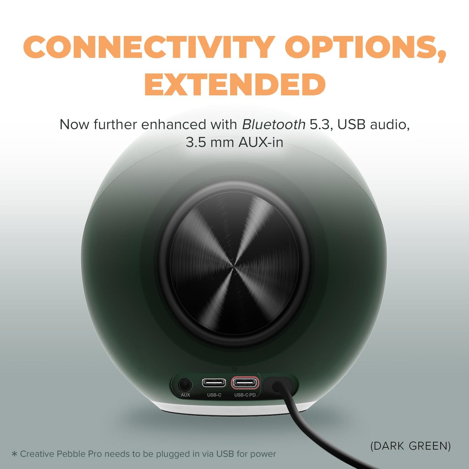 Creative Pebble Pro Minimalist 2.0 USB-C Computer Speakers with Bluetooth 5.3 and Customizable RGB Lighting, Clear Dialog and BassFlex Tech, USB Audio, Headset Port, for PC and Mac (White) thumbnail 5