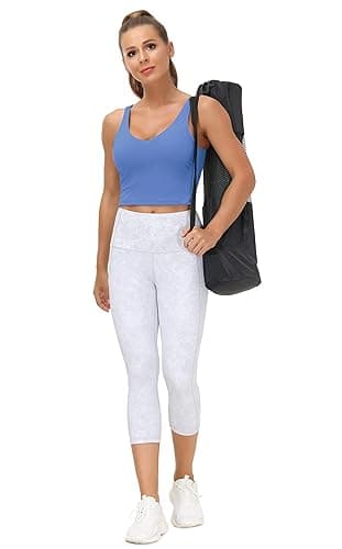 THE GYM PEOPLE Womens' Sports Bra Longline Wirefree Padded with Medium Support - Sea Blue - Small thumbnail 6