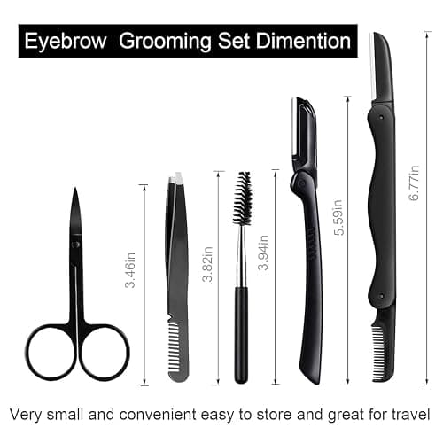 Eyebrow Razor, KAJUDA Eyebrow Kit, 5 in 1 Eyebrow Trimmer, Eyebrow Grooming Set for Women and Men, Including Comb Tweezers, Scissors, Brow Razors, Brush for Eyebrow Eyelash Extensions thumbnail 7
