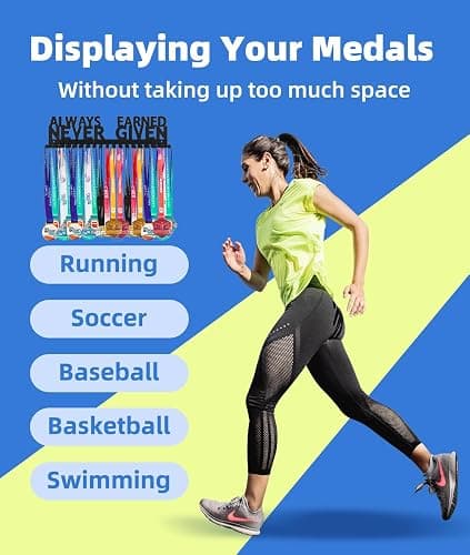 Dafftos Medal Hanger - Ribbon Holder & Display Frame for Medals & Awards - Wall Mounted Metal Trophy Rack - Easy to Install thumbnail 6