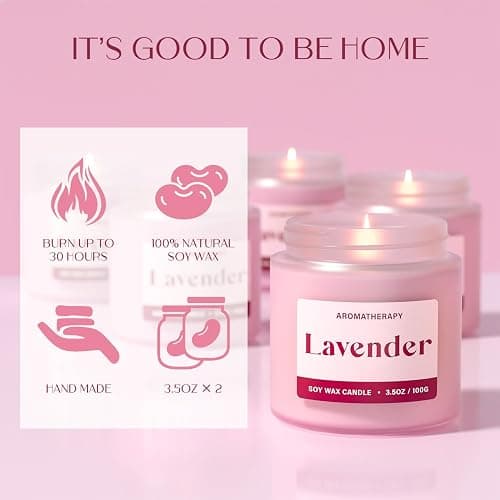 Waxcanpy Scented Candles for Women, Soy Candles for Home Scented, Candle Gift Set with Lavender & Vanilla Scents, 2 Pack Aromatherapy Candle for Relaxing, Stress Relief & Home Decor thumbnail 7