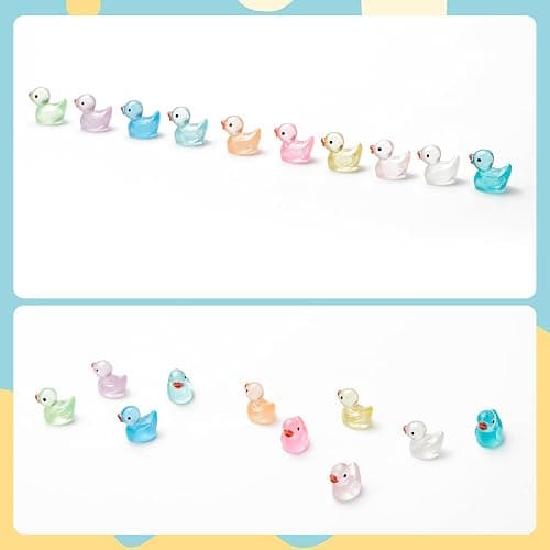 Fensong 100Pcs Luminous Mini Resin Ducks, 10 Bright Colors Glow in The Dark, Waterproof Tiny Ducks for Hiding, Garden and Aquarium. thumbnail 5