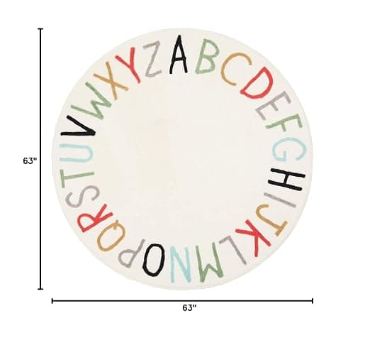 Topotdor Rainbow Round Kids Play Rug Alphabet Nursery Area Rug Extra Large Soft Crawling Play Mat for Children Toddlers Bedroom (63 inch, Multi Color) thumbnail 3