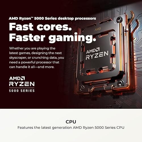 CyberPowerPC Gamer Master Gaming PC, AMD Ryzen 5 5500 3.6GHz, Radeon RX 6400 4GB, 16GB DDR4, 500GB PCIe Gen4 SSD, WiFi Ready & Windows 11 Home (GMA3100A) thumbnail 5