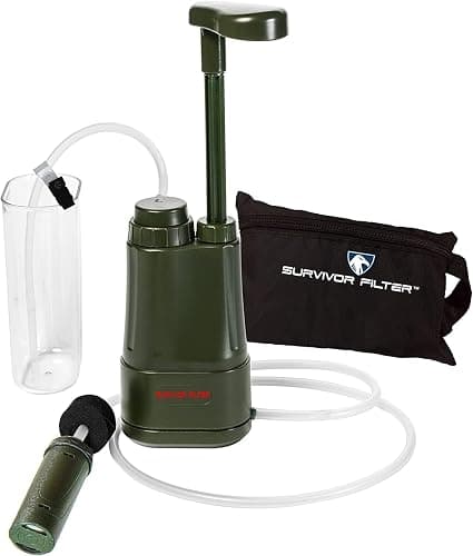 Survivor Filter PRO Portable Water Filter for Camping, Survival & Emergency | USA tested 3-stage 0.01 micron hand pump purifier, virus/bacteria/parasite & heavy metal removal, BPA-free, backpacking - Image 1