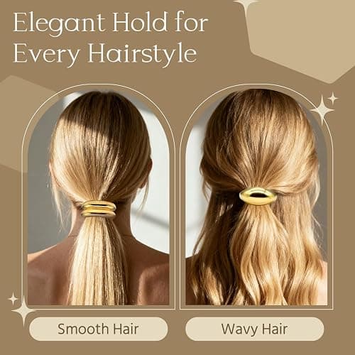 OHCISP 6Pcs Gold Hair Ties - 3 Styles Gold Hair Accessories for Women & Girls, Elegant Chic Metal Hair Cuff Non-Damage Ponytail Cuffs Holders for Thick Hair thumbnail 4