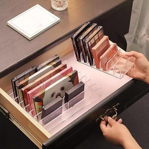 2 Pack Acrylic Eye Shadow Palette Makeup Manager, 7-Slot Display Box, Cosmetics Display Storage Rack Suitable for Eye Shadow Palette,Phone Case, Facial Mask, Transparent Cosmetics Manager thumbnail 6