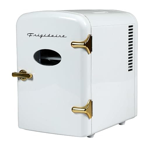 Frigidaire Retro Mini Personal Fridge Cooler, Holds up to 9 Cans, Portable for Car, Office, Bedroom, Dorm Room, or Cabin, Includes 110V AC and 12V DC cords - White Gold (Special Edition Color) thumbnail 4