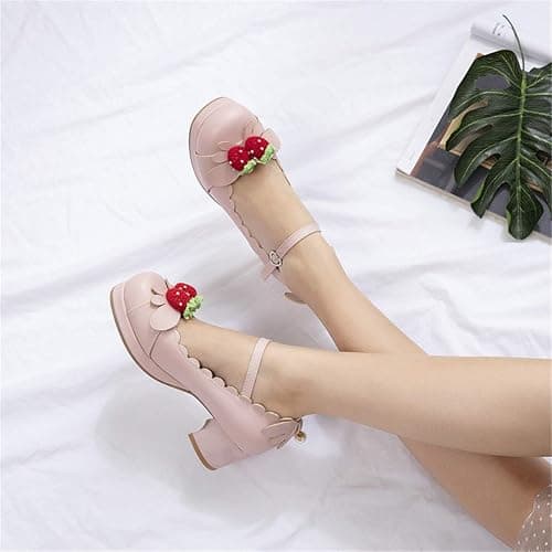 Elyffany Women's Cute Lolita Cosplay Shoes Mid Chunky Heel Mary Jane Pumps thumbnail 3