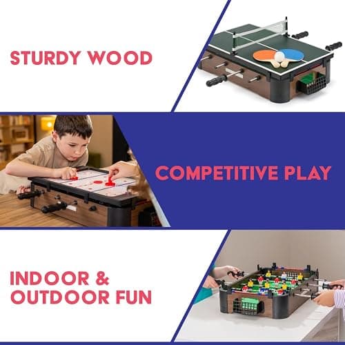 Powerplay 3 in 1 Table Top Games, Multi Game Table Set, Mini Football, Hockey and Table Tennis, One Size thumbnail 7