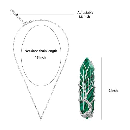 VIBILIA Healing Crystal Necklace Tree of Life Wire Wrapped Natural Stone Point Pendant Necklace Hexagonal Reiki Spiritual Quartz Gemstone Jewelry for Women Men thumbnail 3